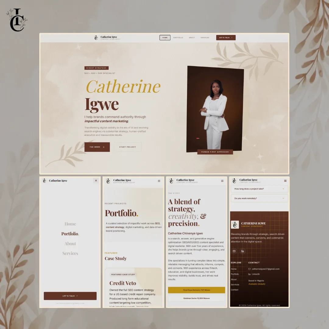 Catherine Igwe content strategist portfolio website