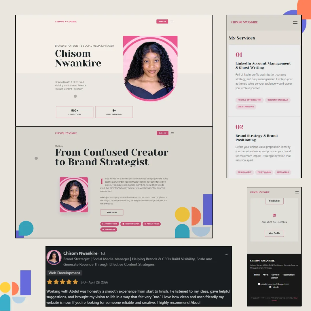 Chisom Nwankire brand strategist portfolio website