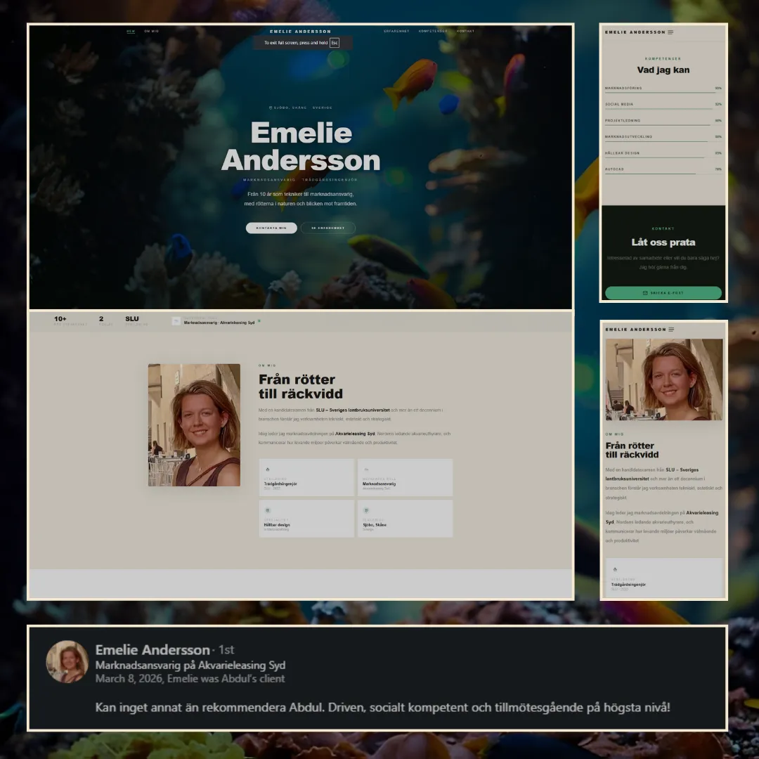 Emelie Andersson personal brand website Sweden