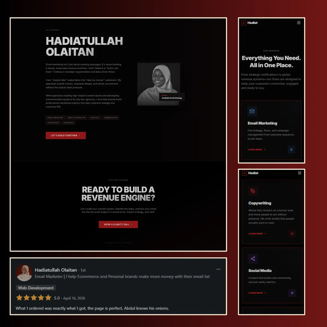 Hadiatullah Olaitan email marketer portfolio website