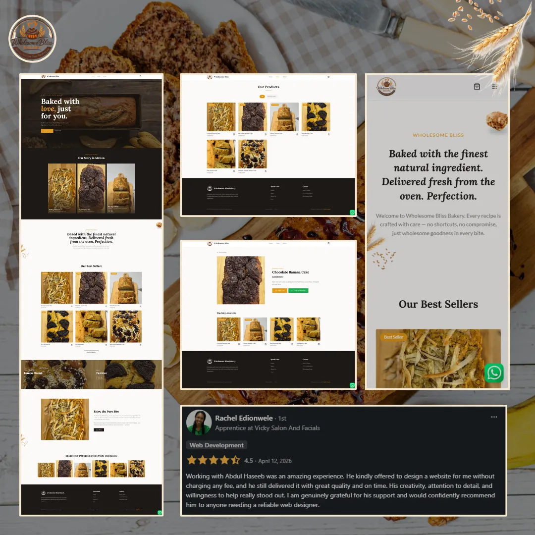 Wholesome Bliss Bakery e-commerce store website