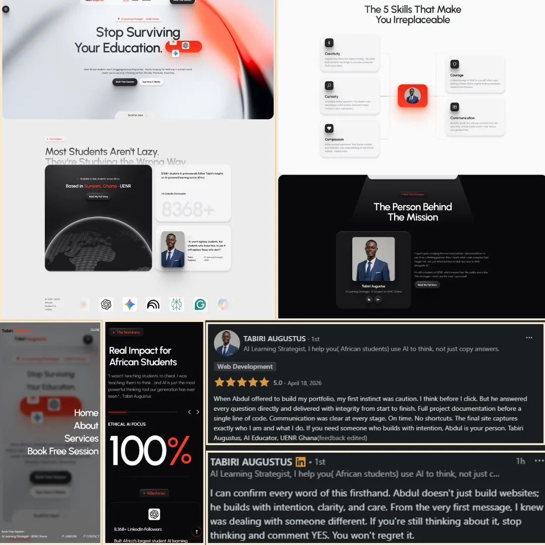 Tabiri Augustus AI educator portfolio website Ghana