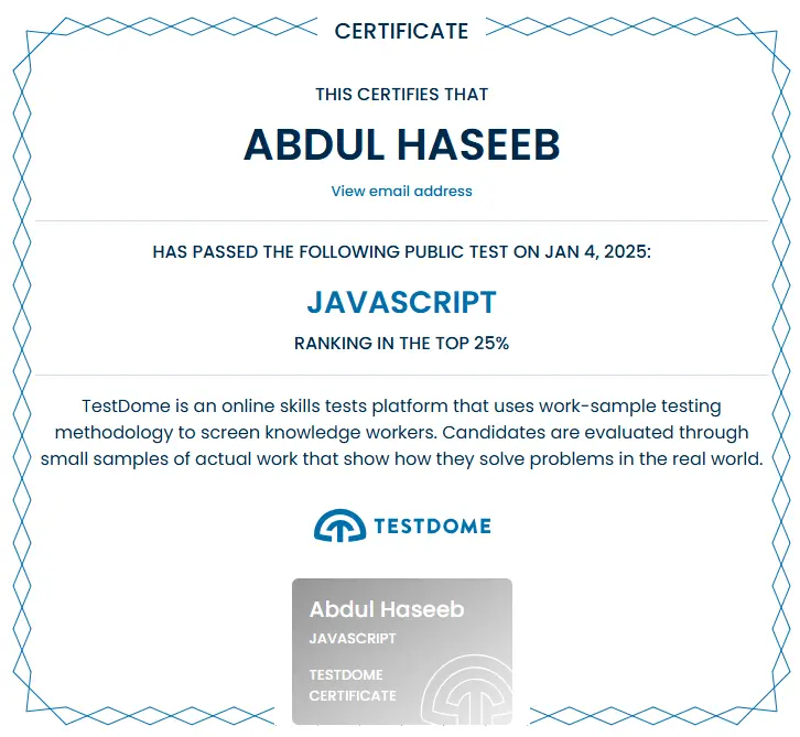 JavaScript Proficiency Certification